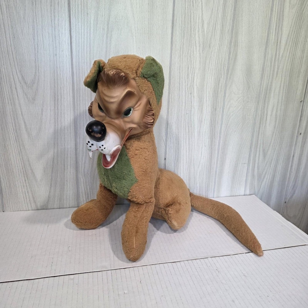 Rubber Face Vintage Retro My Toy Big Bad Wolf Rushton Style Plush Toy 20 In
